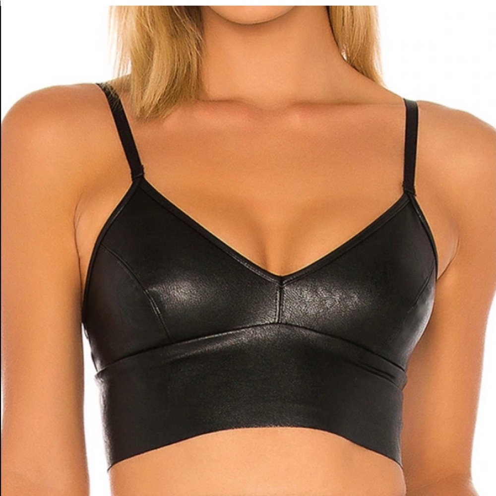Commando Faux Leather Longline Bralette in Black